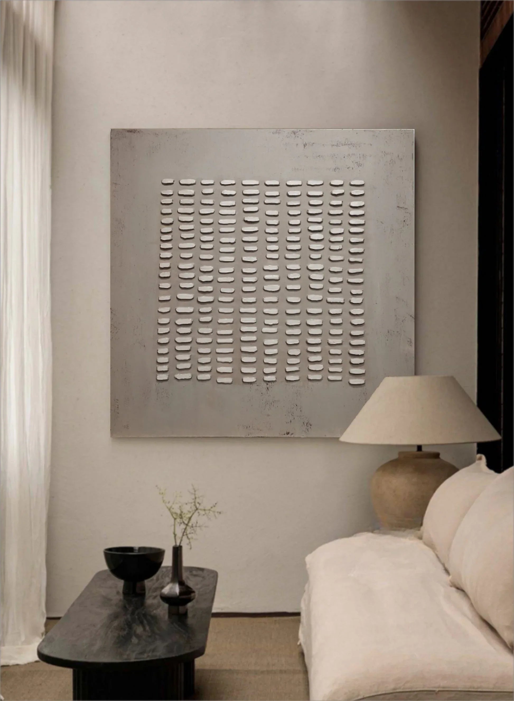 Taupe Geometric Texture-Wabi-Sabi Abstract Spot Dyeing Canvas Wall Art - artextured