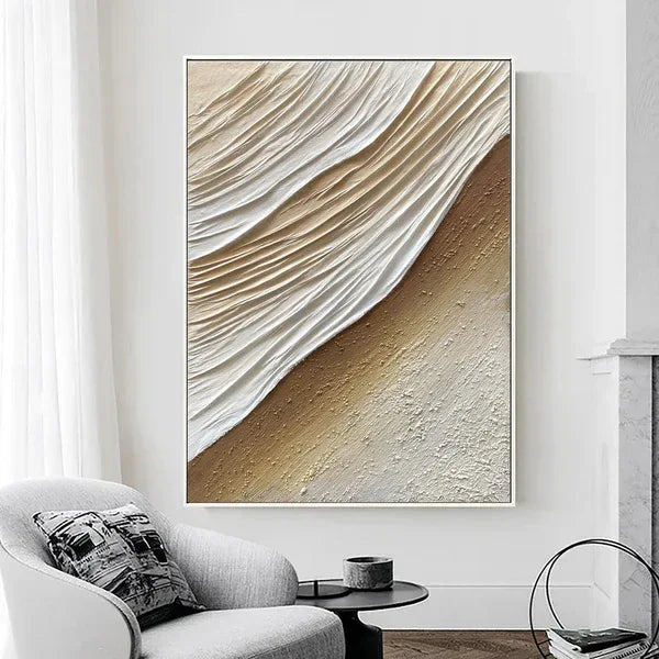 Flow of Nature Wabi Sabi Painting-Minimalist Three-Dimensional Sand Dune Flowing Texture Wall Art - artextured