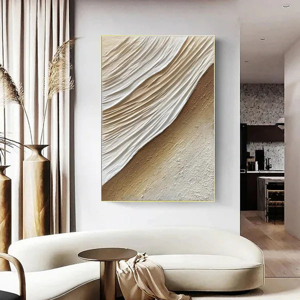 Flow of Nature Wabi Sabi Painting-Minimalist Three-Dimensional Sand Dune Flowing Texture Wall Art - artextured