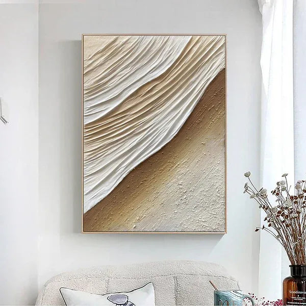 Flow of Nature Wabi Sabi Painting-Minimalist Three-Dimensional Sand Dune Flowing Texture Wall Art - artextured