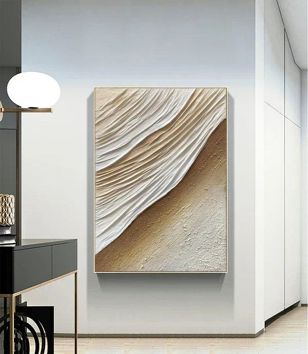 Flow of Nature Wabi Sabi Painting-Minimalist Three-Dimensional Sand Dune Flowing Texture Wall Art - artextured