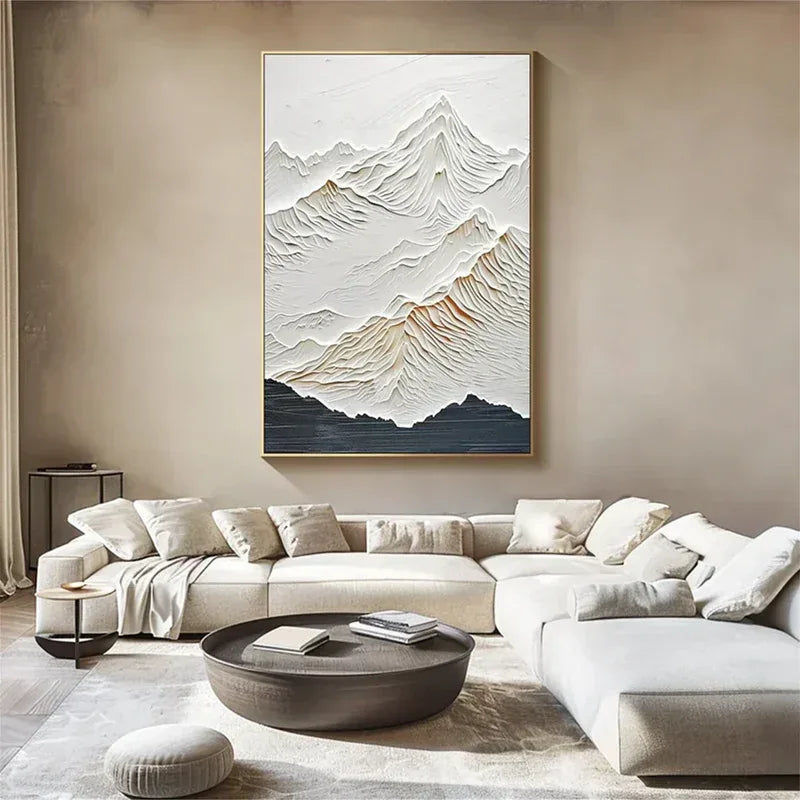 Whispered Peaks-Modern Interior Design Hand drawn Layered Texture Mountain Wall Art - artextured
