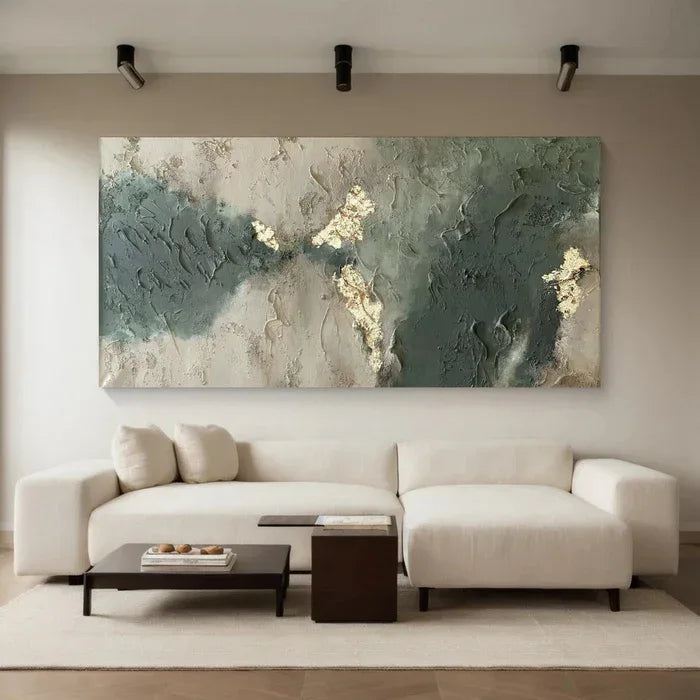 Whispers of Earth - Wabi-Sabi Textured Abstract Oil Painting with Gold Leaf - artextured