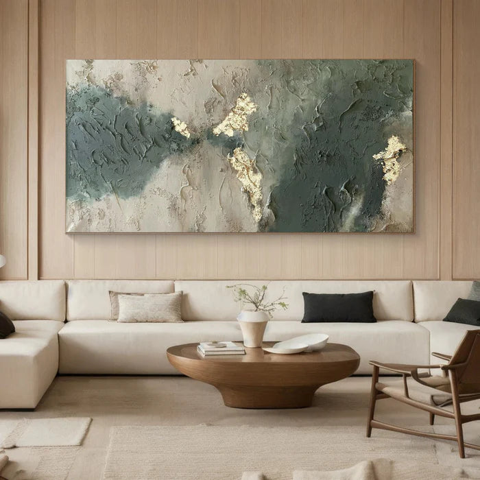 Whispers of Earth - Wabi-Sabi Textured Abstract Oil Painting with Gold Leaf