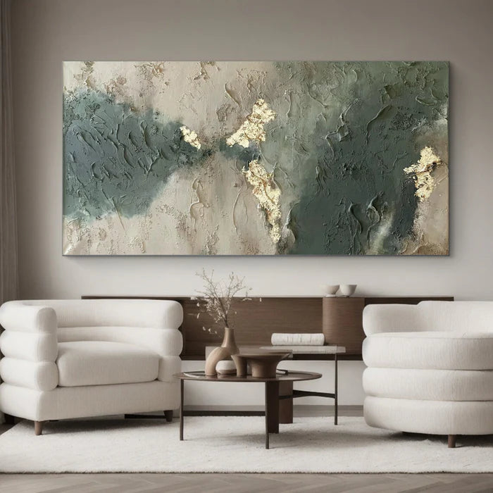 Whispers of Earth - Wabi-Sabi Textured Abstract Oil Painting with Gold Leaf