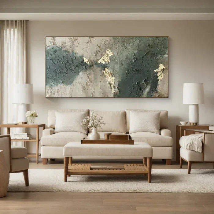 Whispers of Earth - Wabi-Sabi Textured Abstract Oil Painting with Gold Leaf - artextured