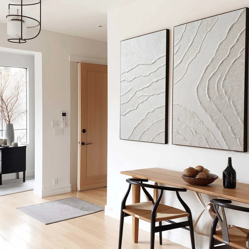 Set of 2 Minimalist Textured Wall Art – Neutral 3D Abstract Canvas Decor