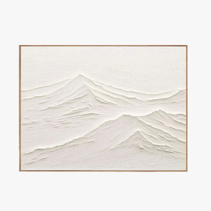 White Texture Ridges-Minimalist White Mountain Textured Canvas Art