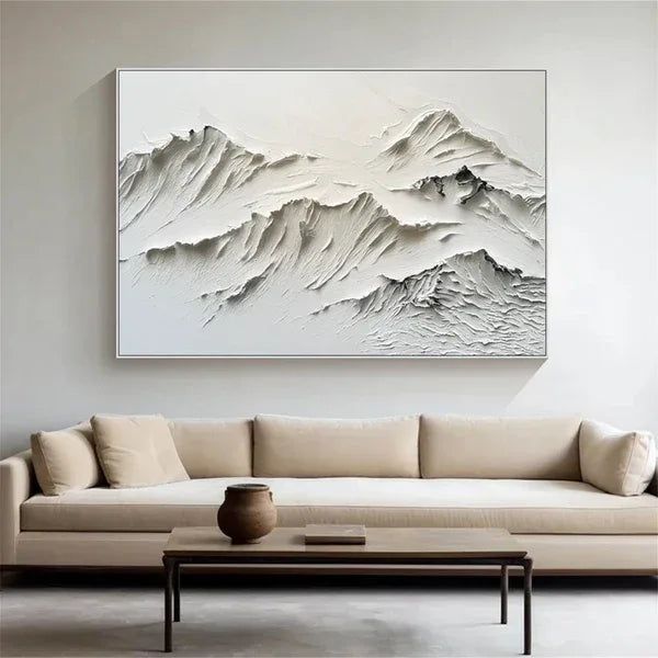 Serene Mountain Texture-Minimalist Textured Mountain Canvas Wall Art - artextured