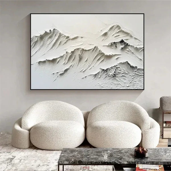 Serene Mountain Texture-Minimalist Textured Mountain Canvas Wall Art - artextured