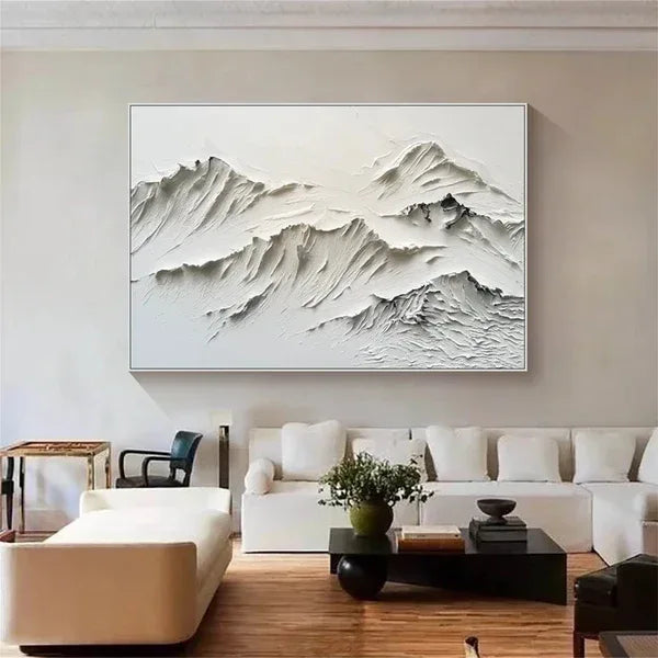 Serene Mountain Texture-Minimalist Textured Mountain Canvas Wall Art - artextured