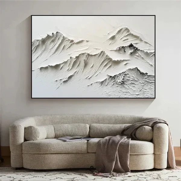 Serene Mountain Texture-Minimalist Textured Mountain Canvas Wall Art - artextured