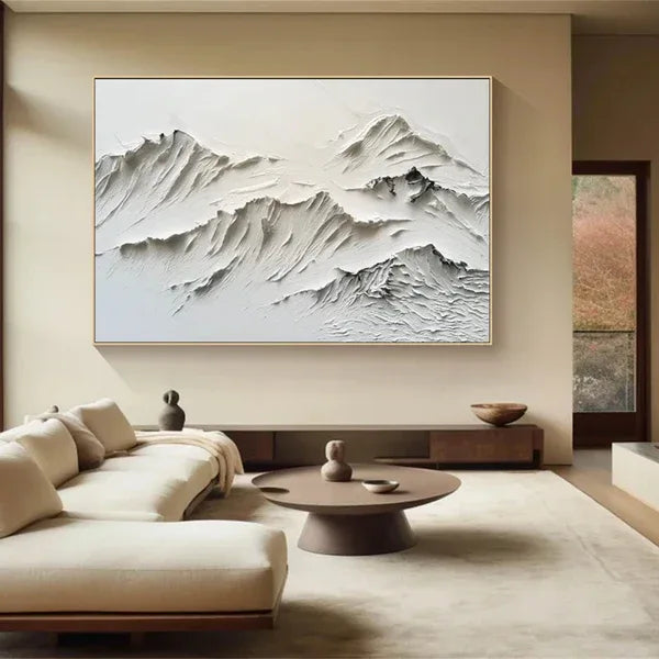 Serene Mountain Texture-Minimalist Textured Mountain Canvas Wall Art - artextured