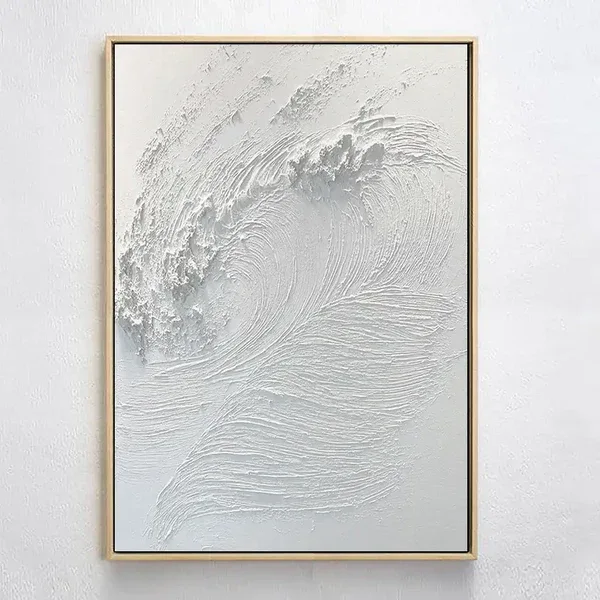 Whispering Waves -Modern Minimalist Pure White Vortex Texture Wall Art - artextured