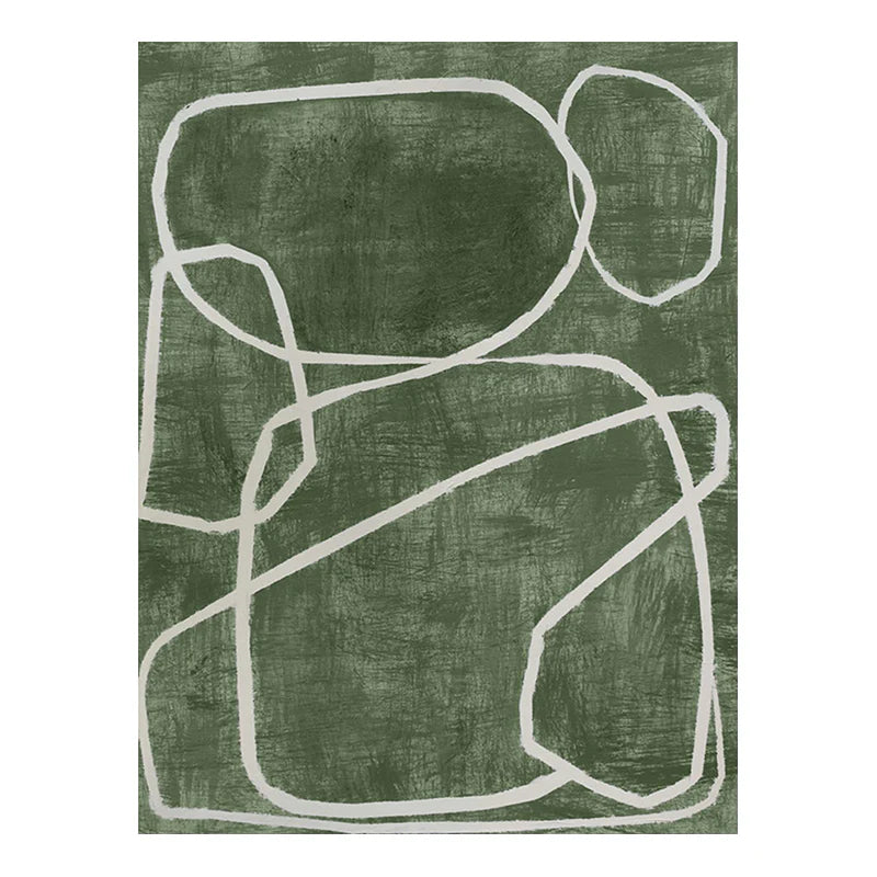 Tranquil Paths-Hand Drawn Dark Green Abstract Irregular Line Wall Art