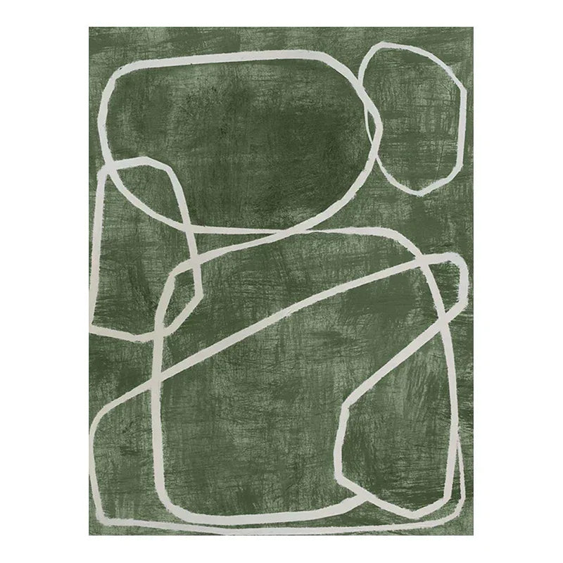 Tranquil Paths-Hand Drawn Dark Green Abstract Irregular Line Wall Art - artextured