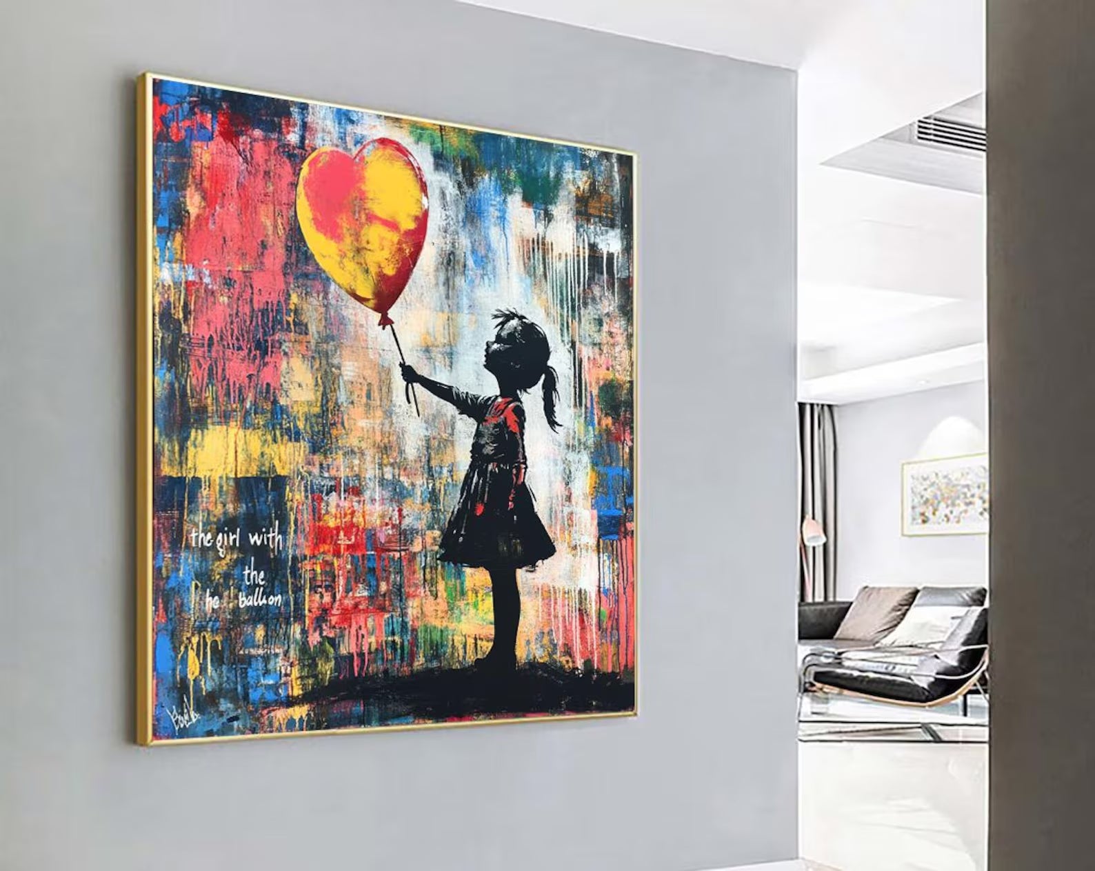 Girl with Heart Balloon Wall Art#YY077223