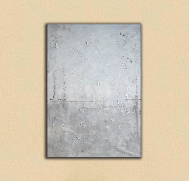 Whispering Tides-Modern Minimalist Style Gray White Texture Abstract Wall Art