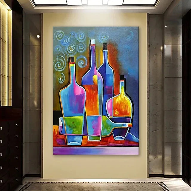 Vibrant Bottles-Geometric Abstract Color Bottle Wall Art - artextured