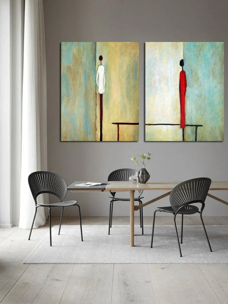Whispers of Serenity Abstract-Hand-Painted Abstract Figure Double Oil Painting Art Wall - artextured