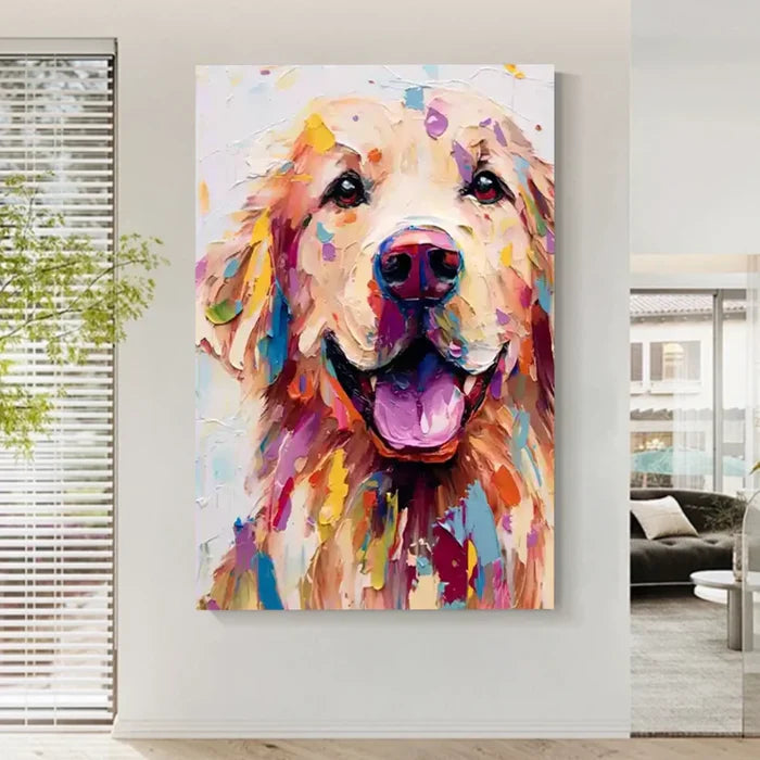 Golden Smile – Textured Dog Canvas Art#AB0519025