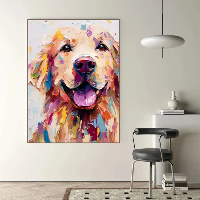 Golden Smile – Textured Dog Canvas Art#AB0519025