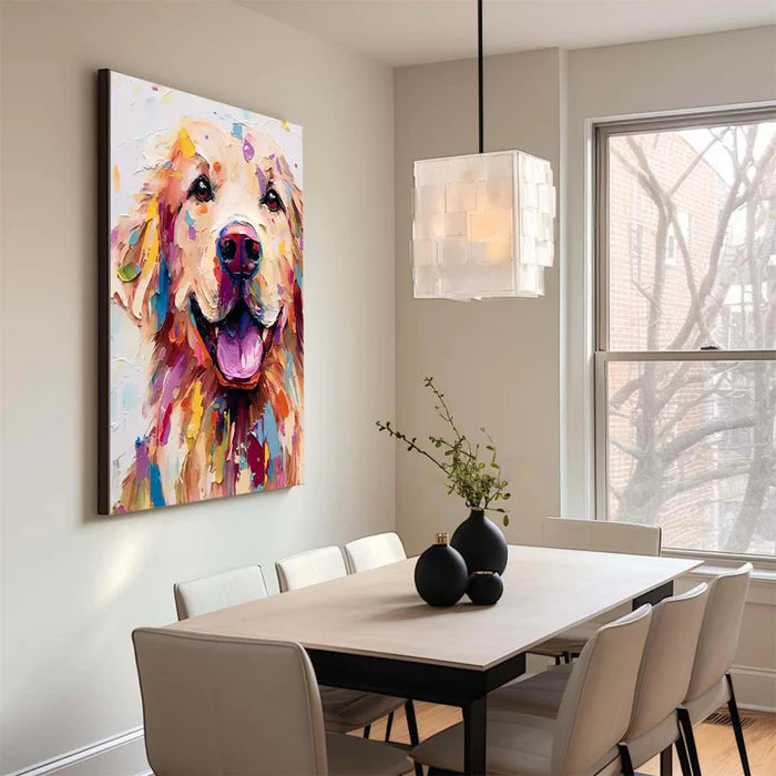 Golden Smile – Textured Dog Canvas Art#AB0519025