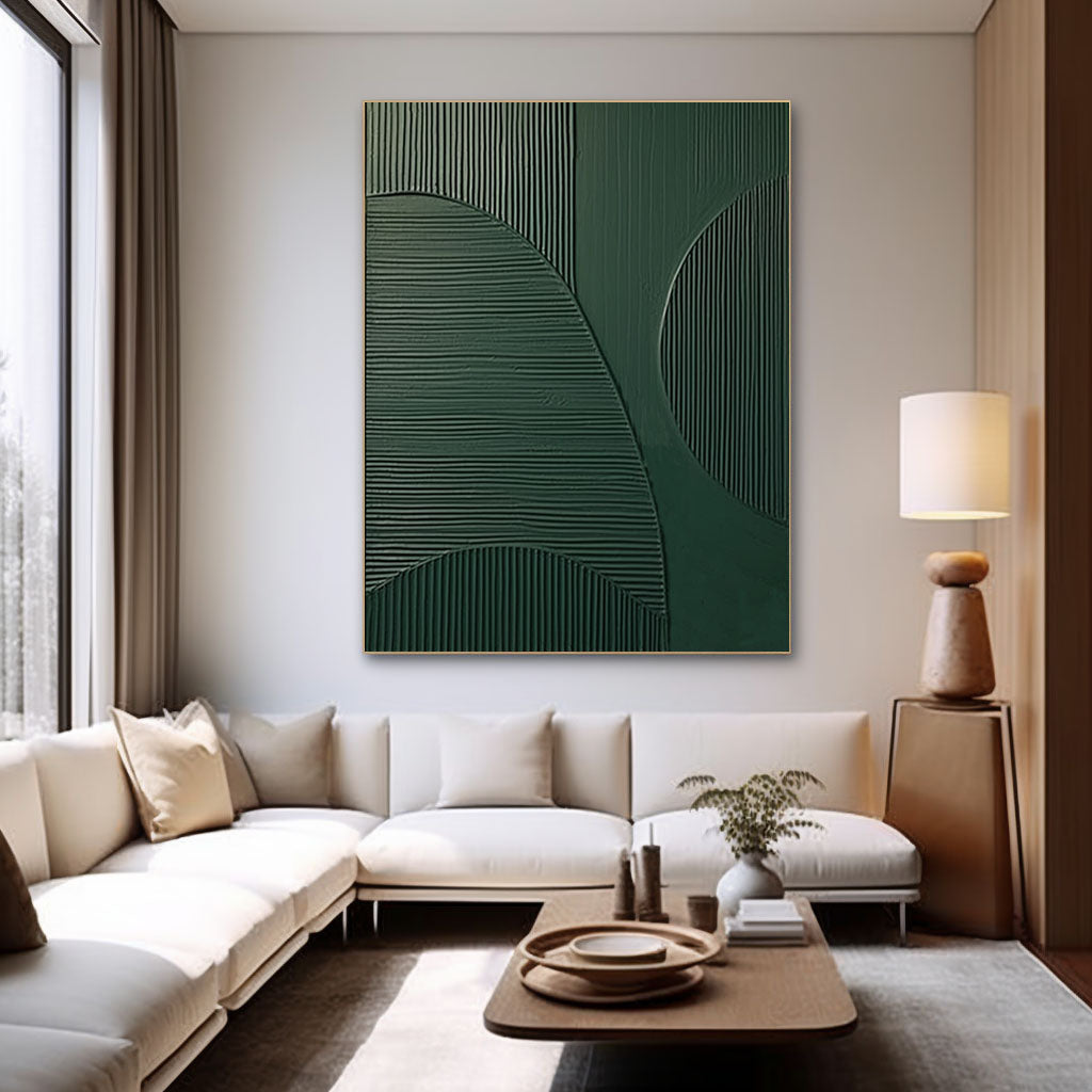 Emerald Balance: Textured Abstract Geometric Wall Art