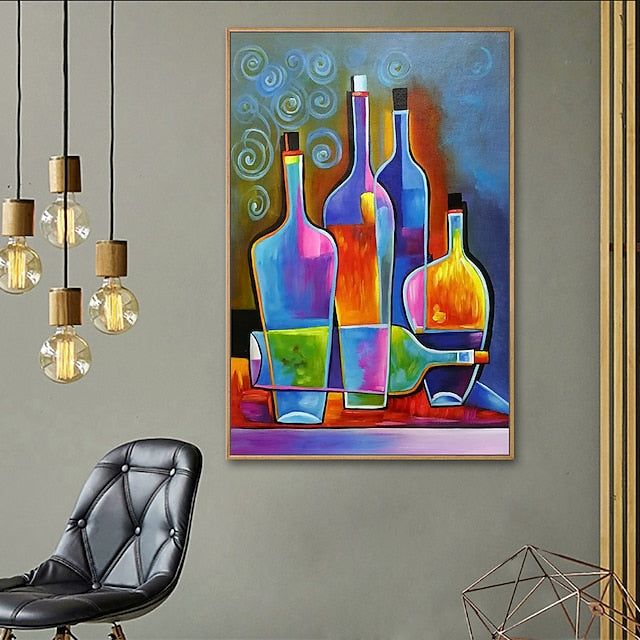 Vibrant Bottles-Geometric Abstract Color Bottle Wall Art