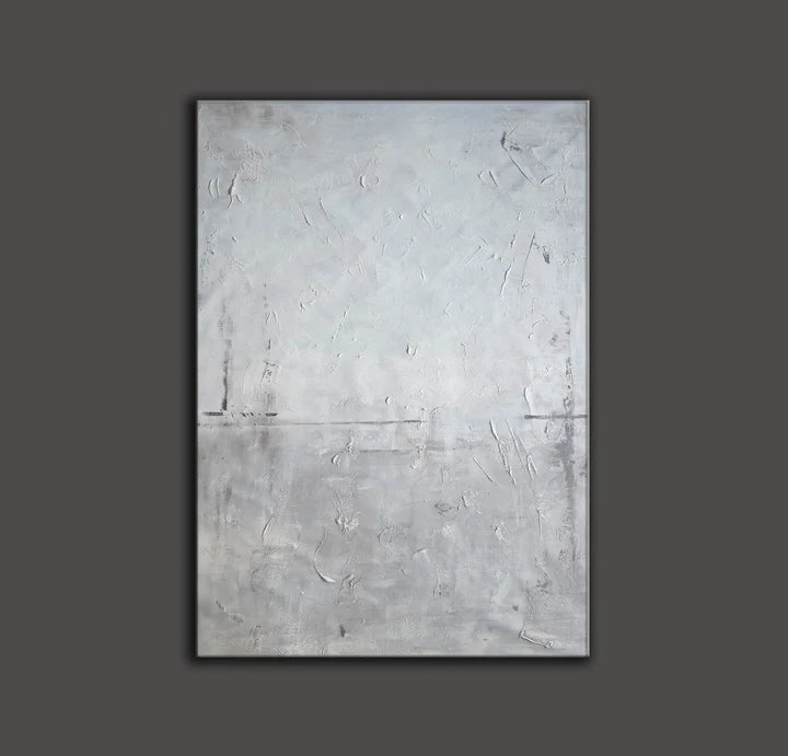 Whispering Tides-Modern Minimalist Style Gray White Texture Abstract Wall Art