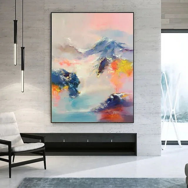 Abstract Mountain Dream-Hand-Painted Abstract Landscape Dream-Like Oil Painting Wall Art - artextured