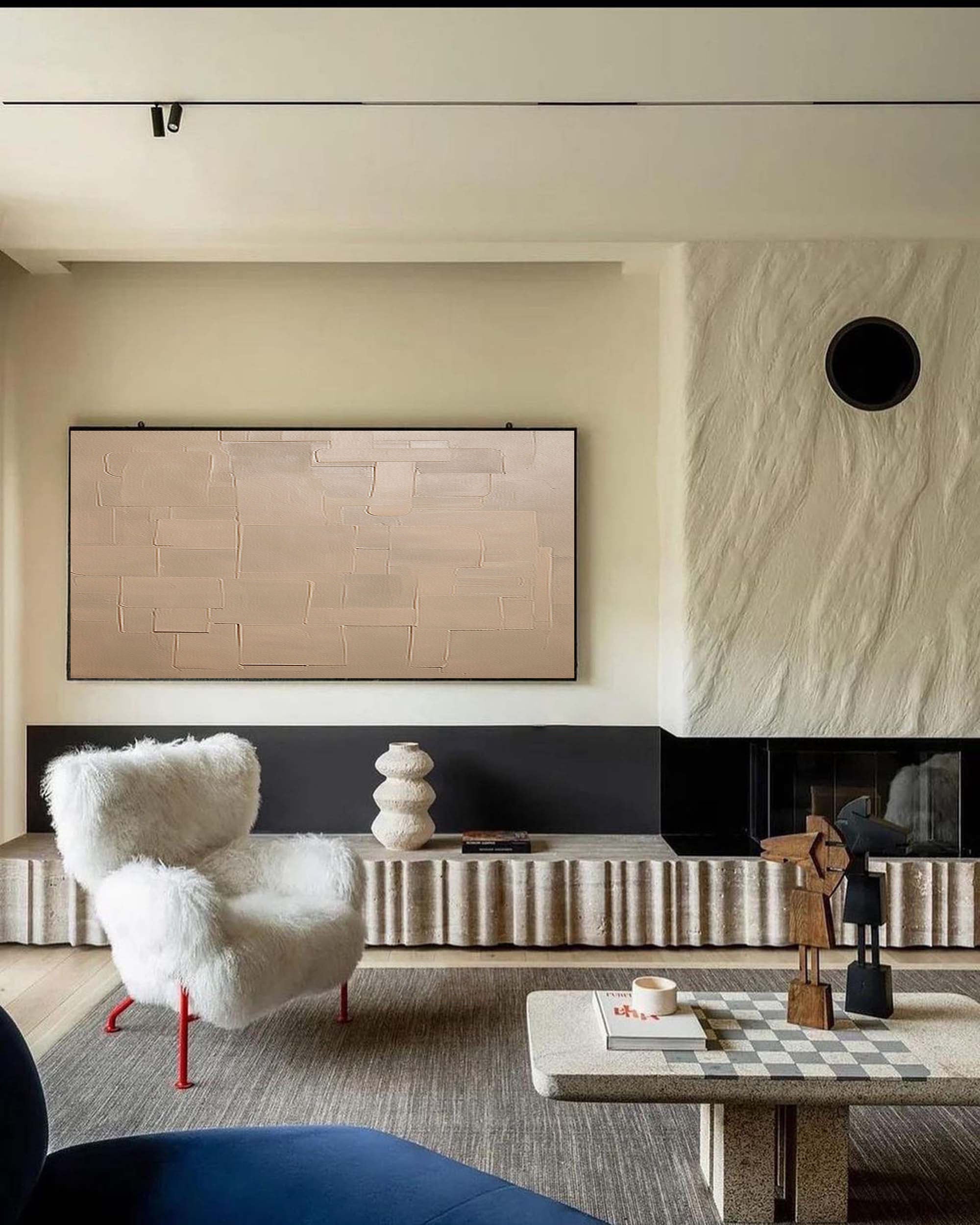 Pale Block Echo-Minimalist Light Brown Geometric Block Texture Wall Art