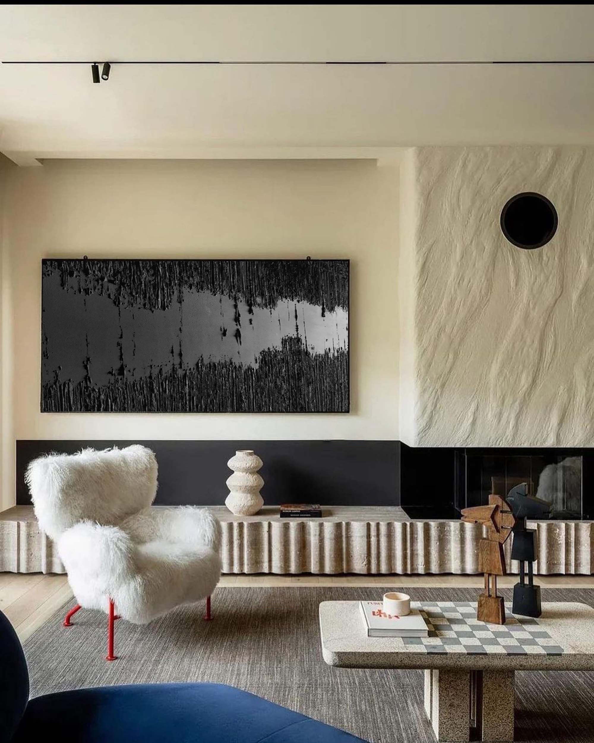 Midnight Echo: Textured Abstract Canvas Art