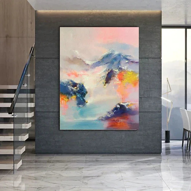 Abstract Mountain Dream-Hand-Painted Abstract Landscape Dream-Like Oil Painting Wall Art - artextured