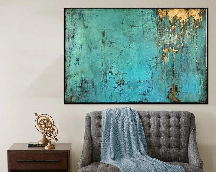 Twilight Sky-Modern Minimalist Wall Art Featuring a Blue and Gold Texture - artextured