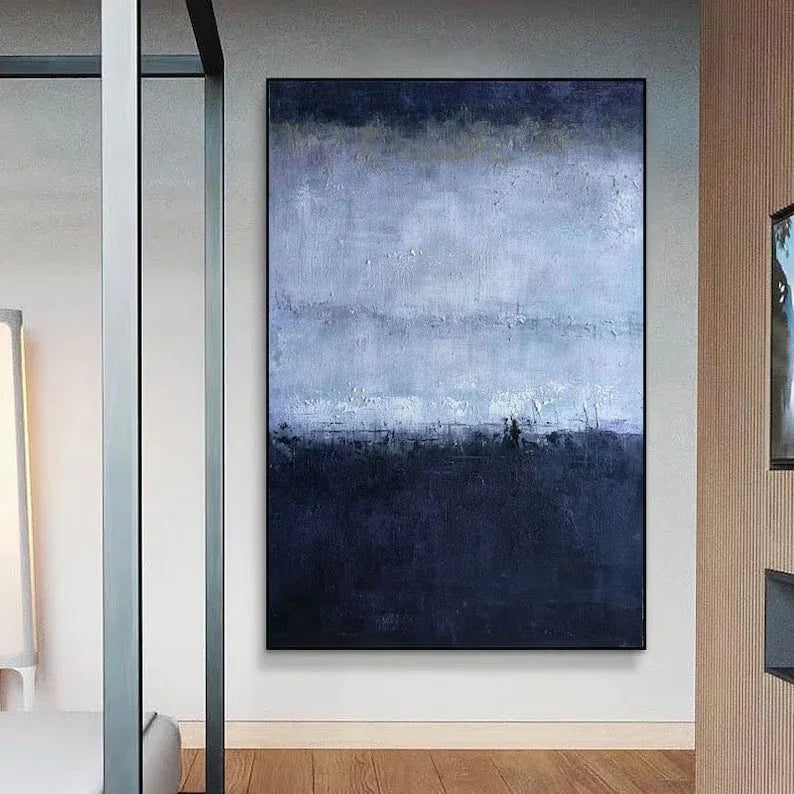 Midnight Haze-Vertical Abstract Texture Tranquil Style Wall Art - artextured