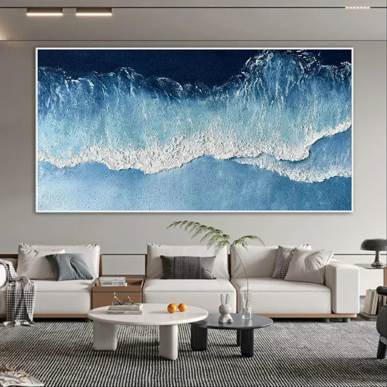 Ocean Symphony -Modern Minimalist Abstract Texture Sea View Wall Art - artextured
