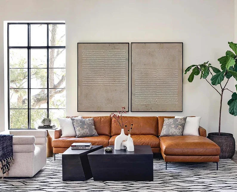 Brown Symmetry in Serenity - Wabi-Sabi Abstract Geometry - artextured