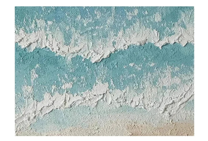 Light Tone Beach Art-Hand Drawn Natural Coastal Oil Wall Art in Modern Minimalist Homes