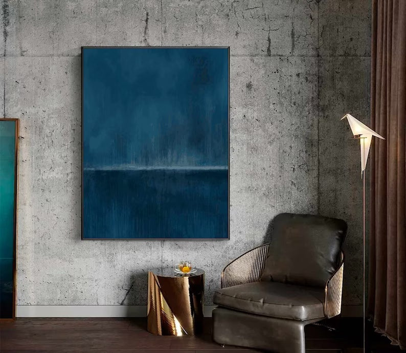 Stormy Ocean Horizon Abstract Painting
