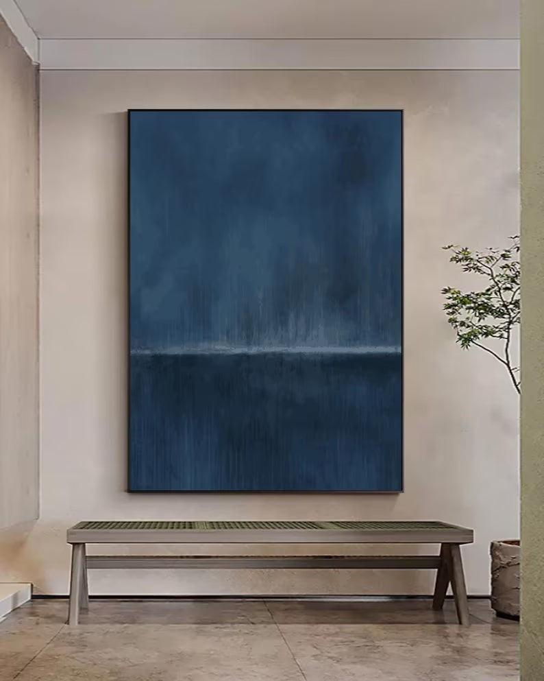Stormy Ocean Horizon Abstract Painting