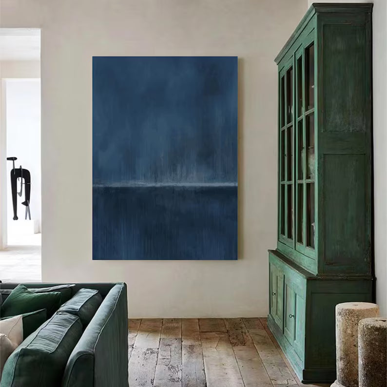 Stormy Ocean Horizon Abstract Painting