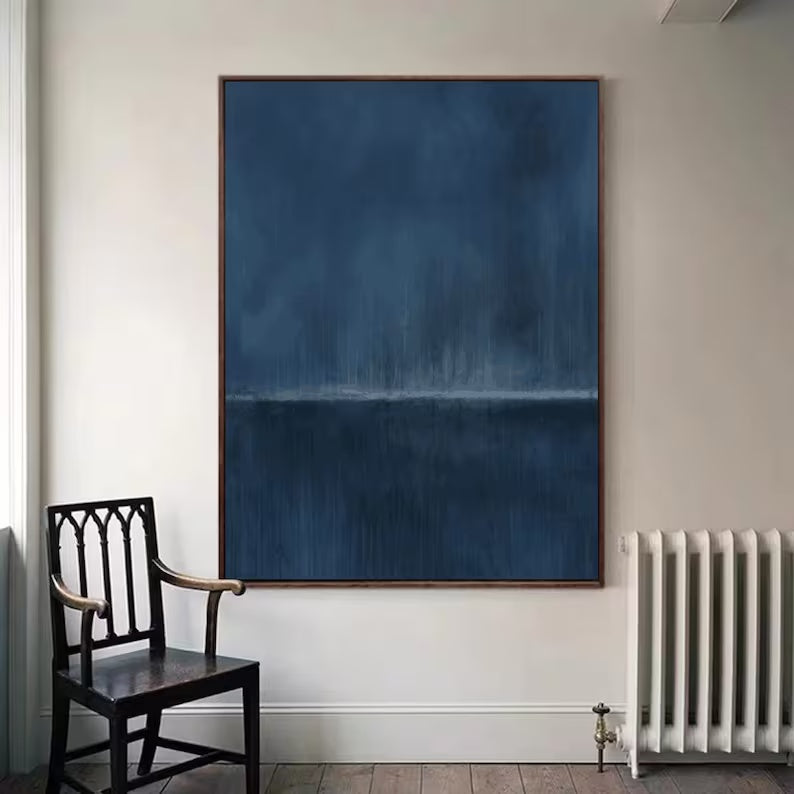 Stormy Ocean Horizon Abstract Painting