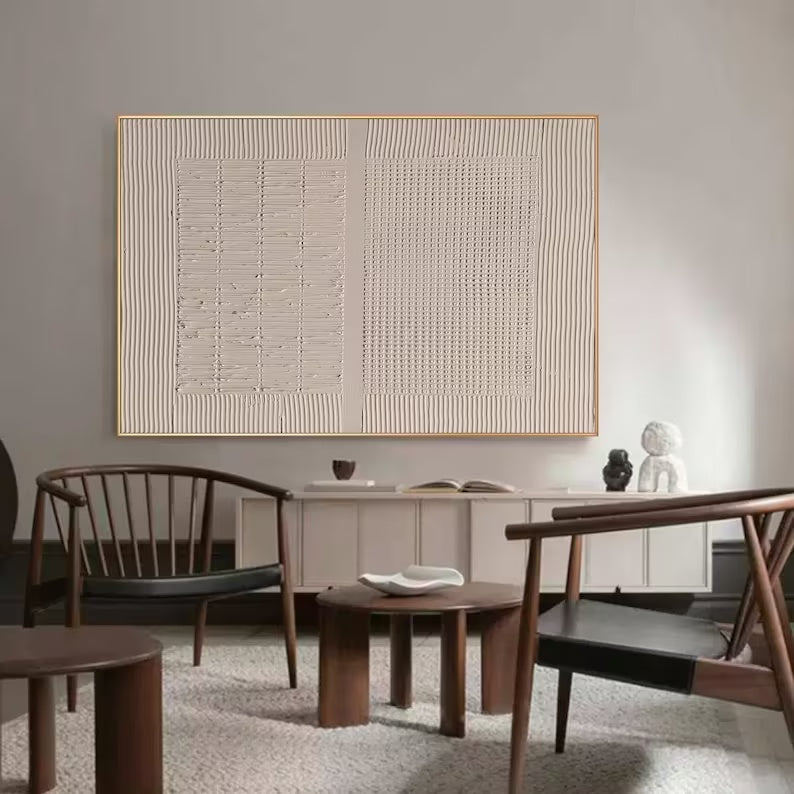Minimalist Textured Dual Panel Wall Art SET OF 2
