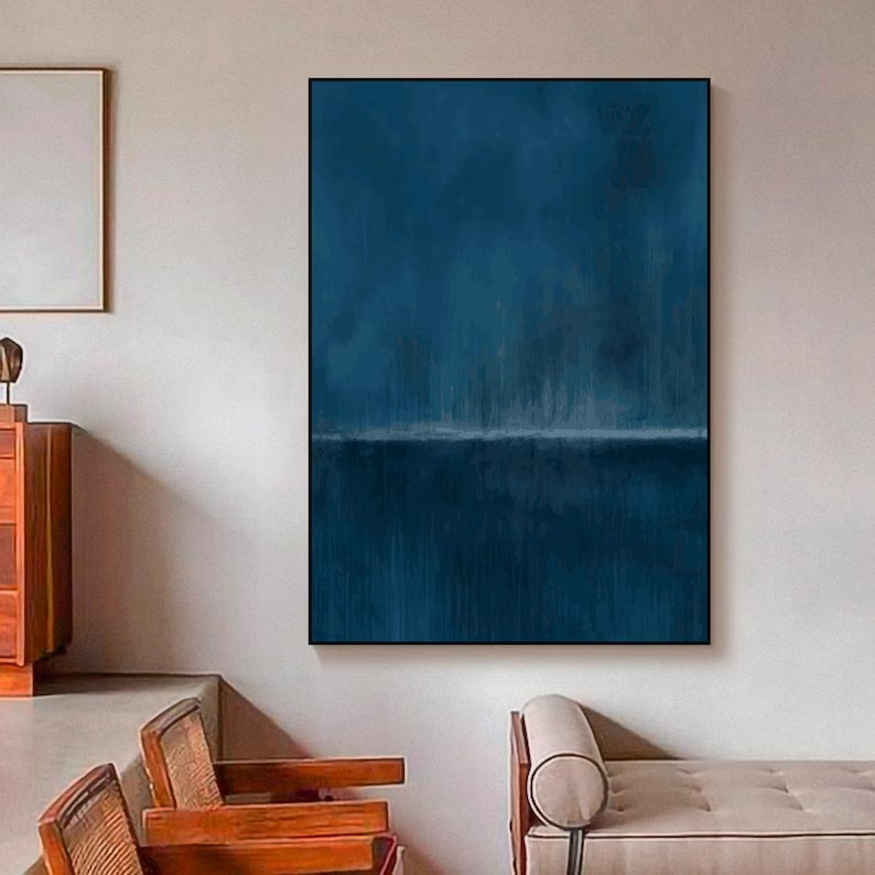 Stormy Ocean Horizon Abstract Painting