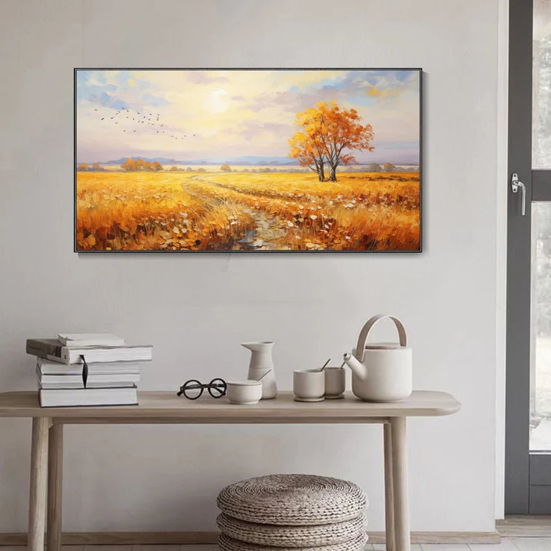 Golden Autumn Landscape Oil Painting