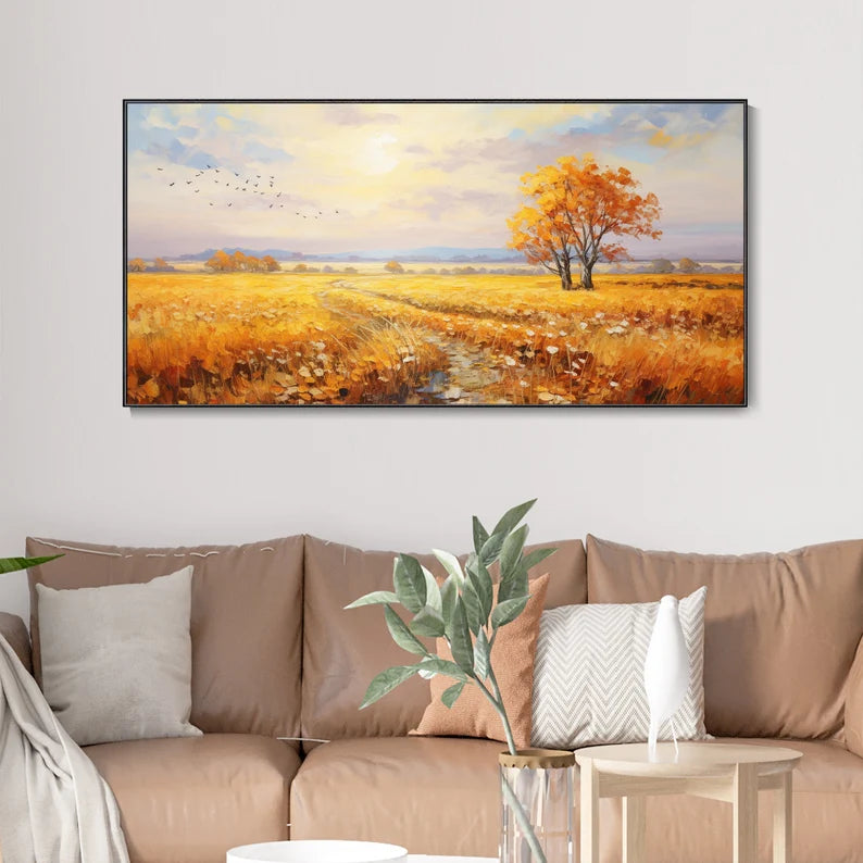 Golden Autumn Landscape Oil Painting