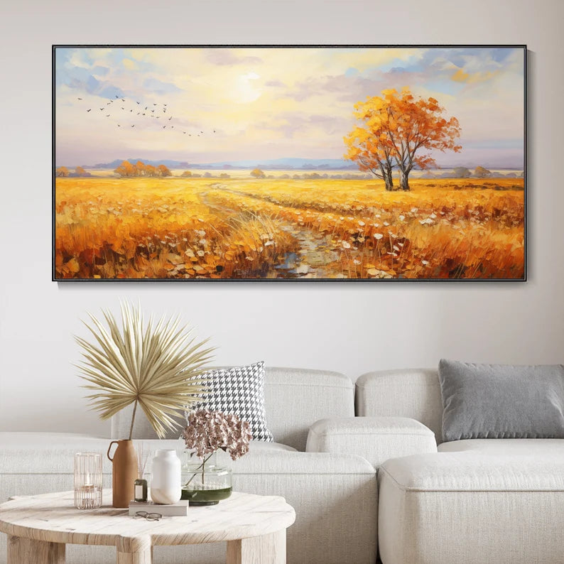 Golden Autumn Landscape Oil Painting