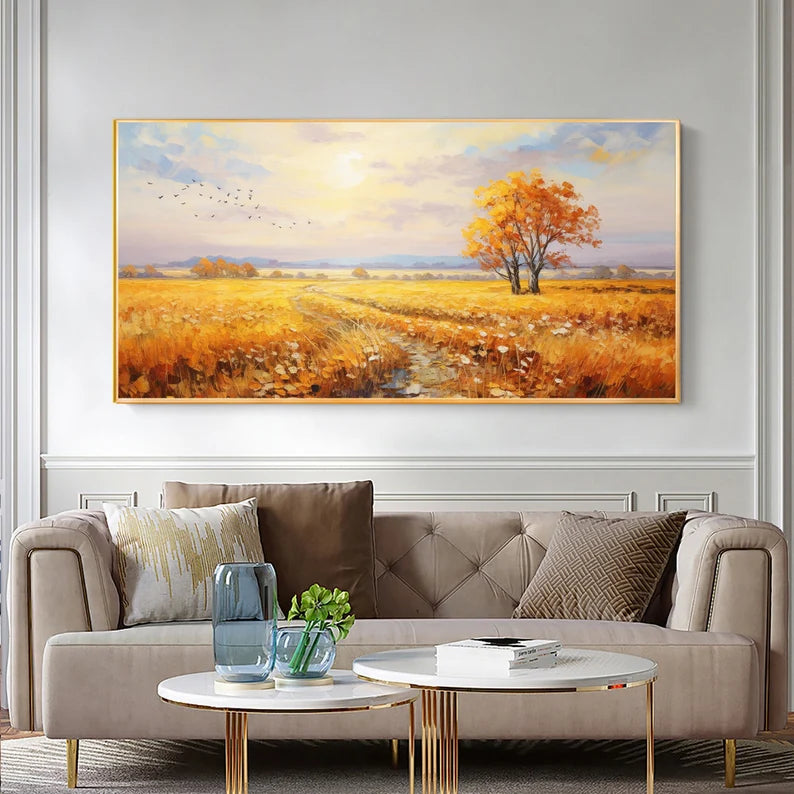 Golden Autumn Landscape Oil Painting