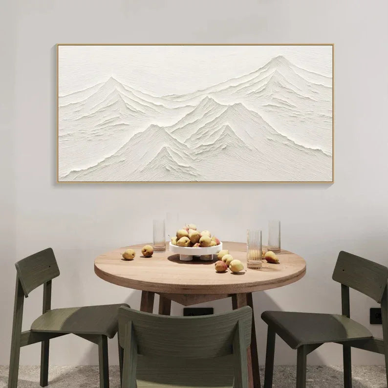 Tranquil Peaks Textured Art-Minimalist Hand-Painted Mountain Textured Wall Art - artextured